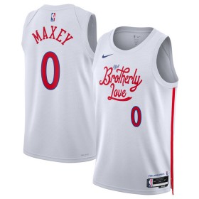 Män Philadelphia 76ers Tröja Tyrese Maxey 0 Nike 2022-23 City Edition Vit Swingman